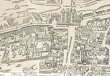 Site du tournois, rue Saint Antoinne vers 1550. (Source : Licorne37)