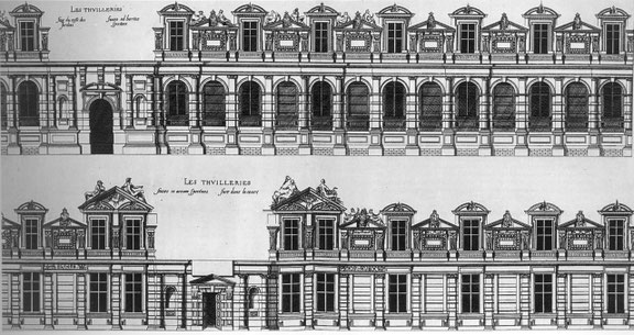 Facades respectivement côté jardin et cour. (Source : J.-P Babelon. Châteaux de France au siècle de la renaissance. Flammarion. Paris)