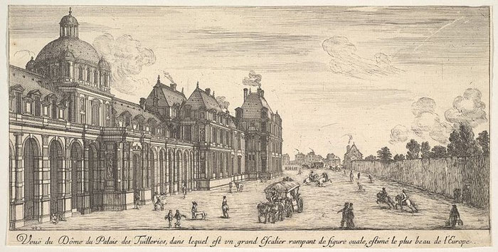Vue du château, séparé du jardin par une rue par Israël Silvestre. (Source : Metropolitan Museum of Art, base de données en ligne : entrée 413384) 
