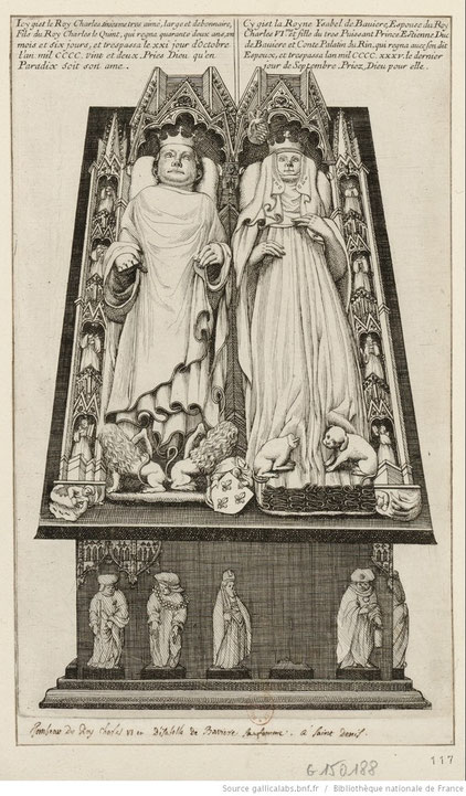 Gisant de Charles Vi et de son épouse. (Source : BNF, Gallica)
