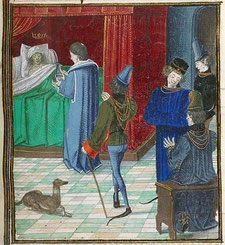 Charles VI alité.Par Jean Froissart, Chronicles.Gallica.identifiant btv1b8438607b.Ce bandeau n’indique rien sur le statut de l’œuvre au regard du droit d'auteur. Un bandeau de droit d’auteur est r