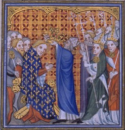 Sacre de Philippe VI, par Jean Froissart, Grandes Chroniques de France.BNF.Wikimedia.