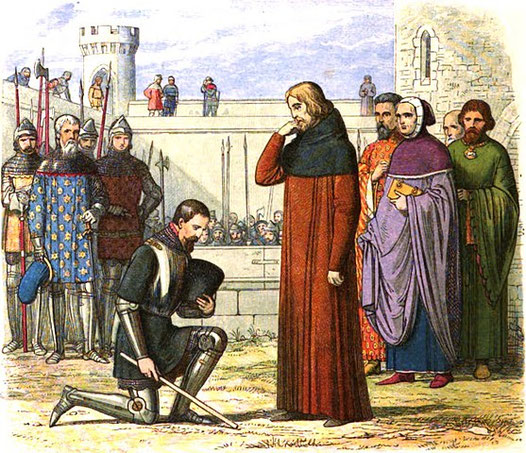 Richard Bolinbroke réclamant son héritage.Par James William Edmund Doyle«Richard II» dans A Chronicle of England: B.C. 55 – A.D. 1485, Londres : Longman, Green, Longman, Roberts & Green